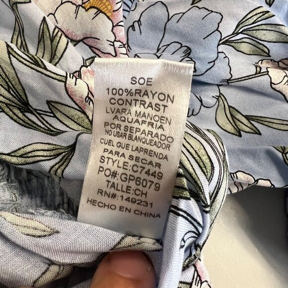 KORi Women's Floral Romper 3/4 Sleeve Blue/Multi Belted Size Small New - Picture 9 of 9